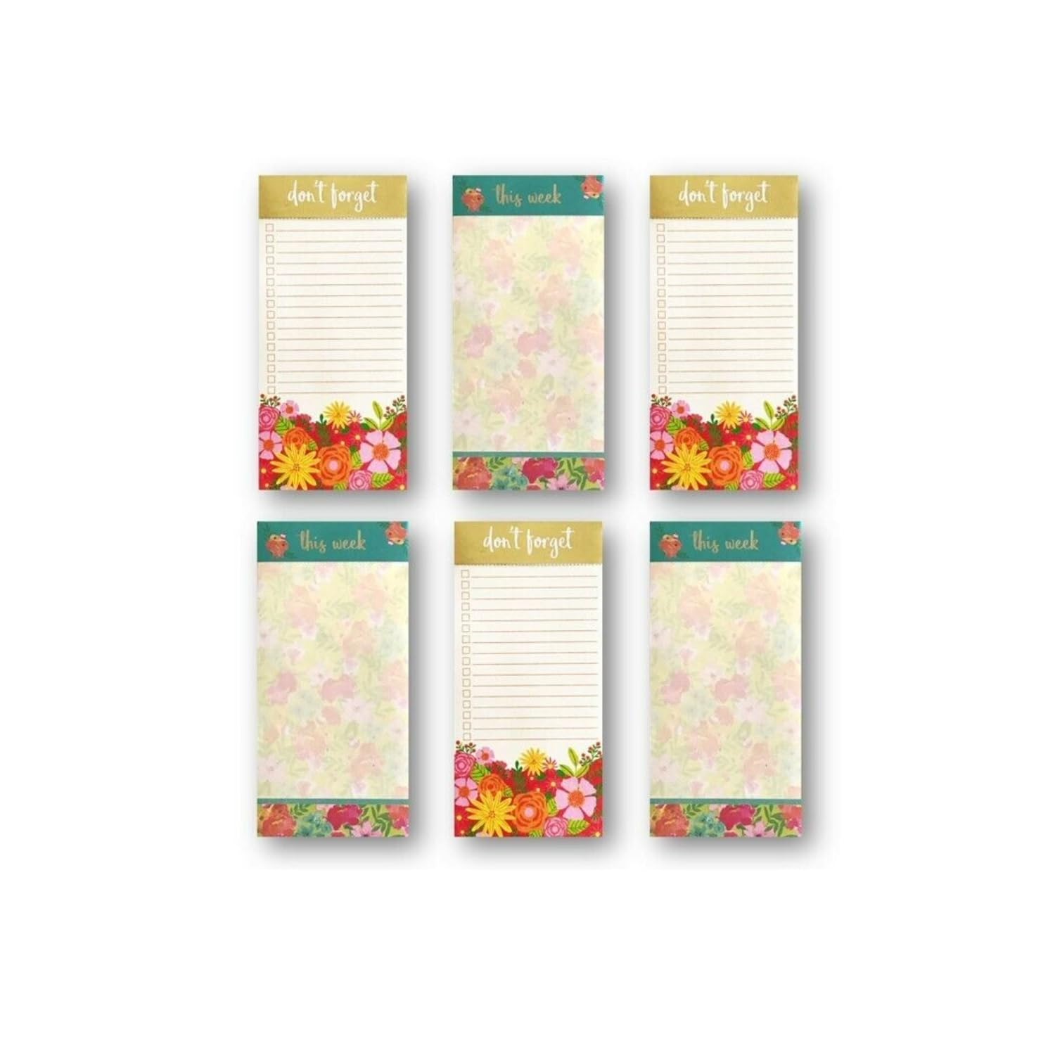 Pfive 100 Sheets List Magnetic Notepads for Refrigerator Magnetic Fridge Notepad for Shopping - Pack of 3PfiveNotepadsNotepads