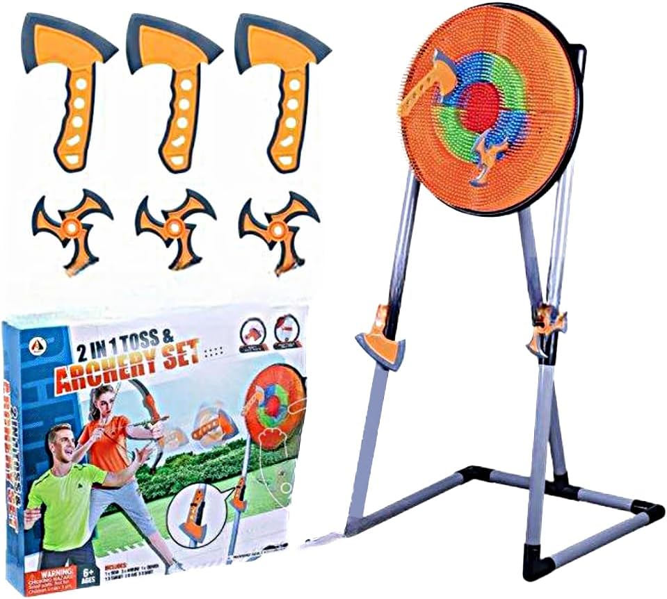 Pfive Axe Throwing Target Set with 3 Axes and Bristle Board, Indoor and Outdoor Use, Fun Activity for Adults and KidsPfive665582921916Target GameTarget Game