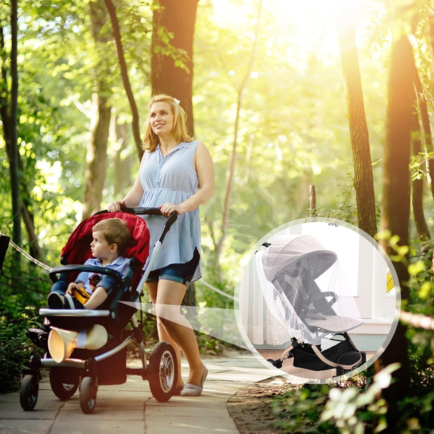 Pfive Baby Stroller Mosquito Net, Insect Netting Durable for Baby Car seat Cover and Cradles,Stroller Mosquito Net for Baby Mesh Net Cover for Stroller (White)PfiveMosquito NetMosquito Net