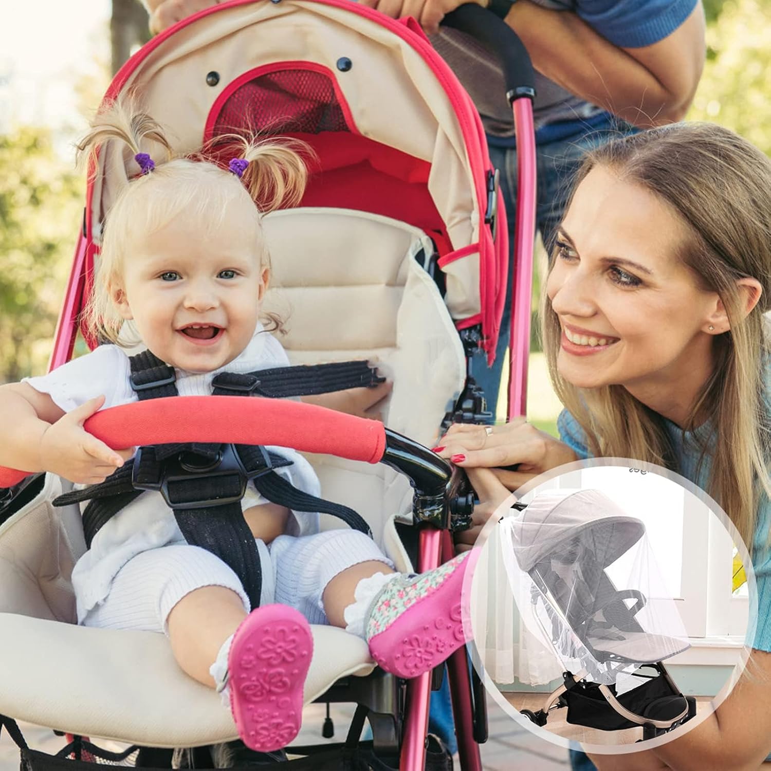 Pfive Baby Stroller Mosquito Net, Insect Netting Durable for Baby Car seat Cover and Cradles,Stroller Mosquito Net for Baby Mesh Net Cover for Stroller (White)PfiveMosquito NetMosquito Net