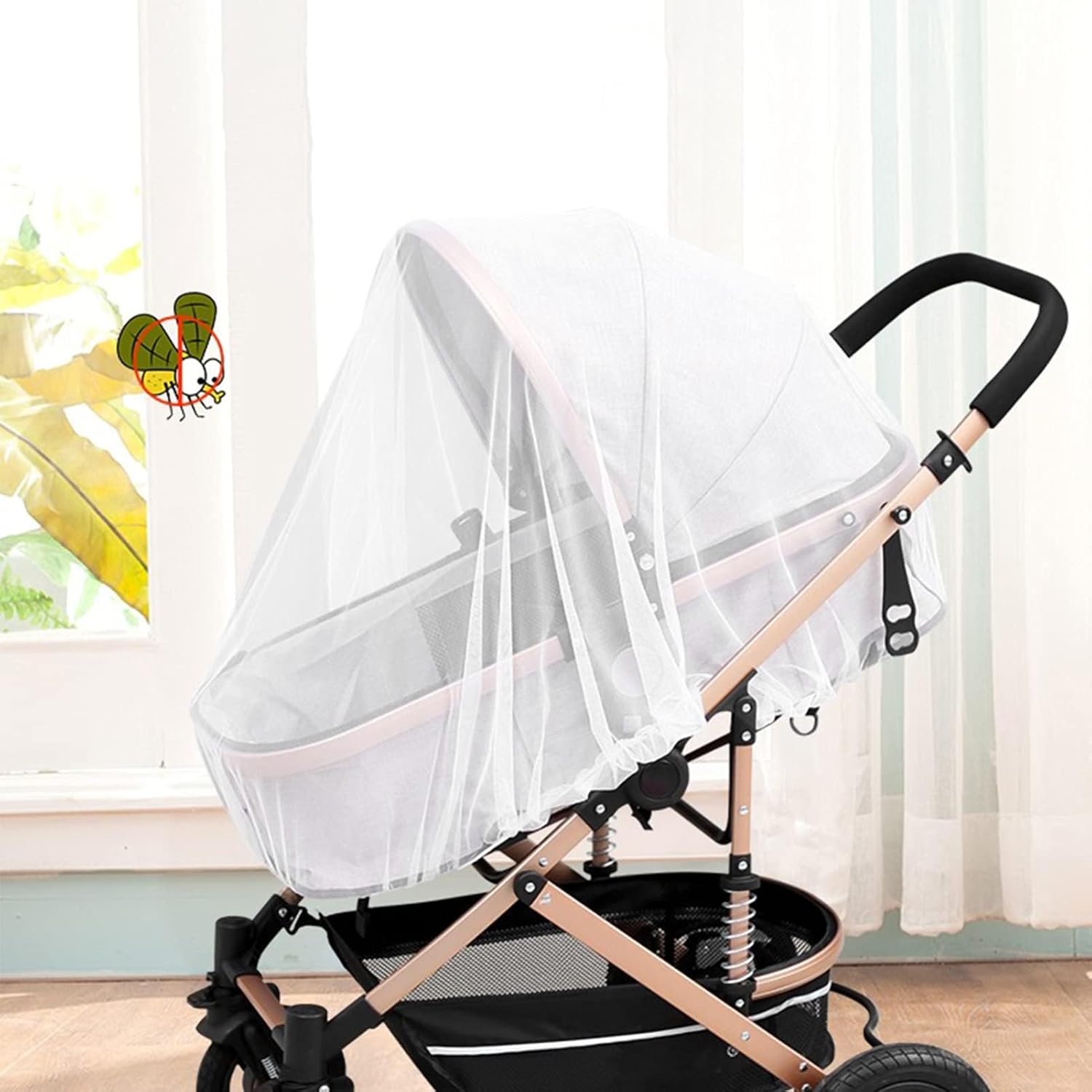 Pfive Baby Stroller Mosquito Net, Insect Netting Durable for Baby Car seat Cover and Cradles,Stroller Mosquito Net for Baby Mesh Net Cover for Stroller (White)PfiveMosquito NetMosquito Net