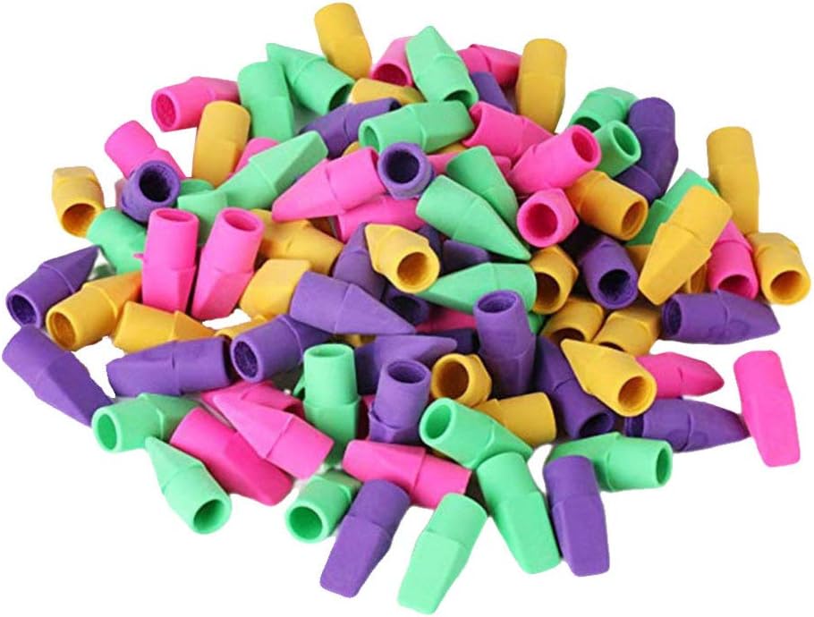 Pfive Pencil Top Erasers Top, Colorful Pencil Cap Erasers - 50pcs, Assorted ColorsPfivePencil ErasersPencil Erasers