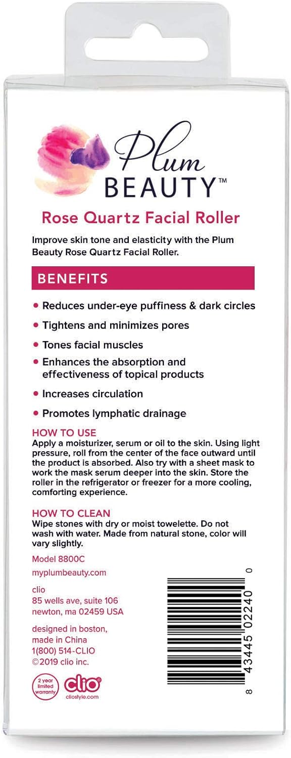 Plum Beauty Rose Quartz Facial Roller, Improves Skin TonePlum Beauty843445024602Facial RollersFacial Rollers