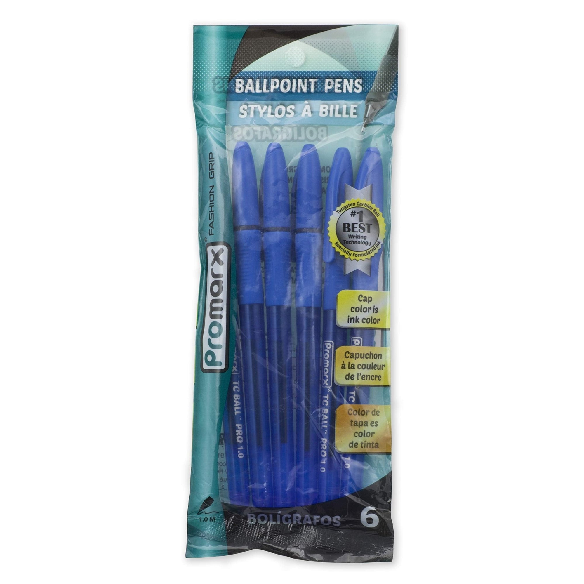 Promarx TC Ball Pro Grip Stick Pen, 1.0 mm - Black Ink, 6 - CountPromarx087508115450PenPen