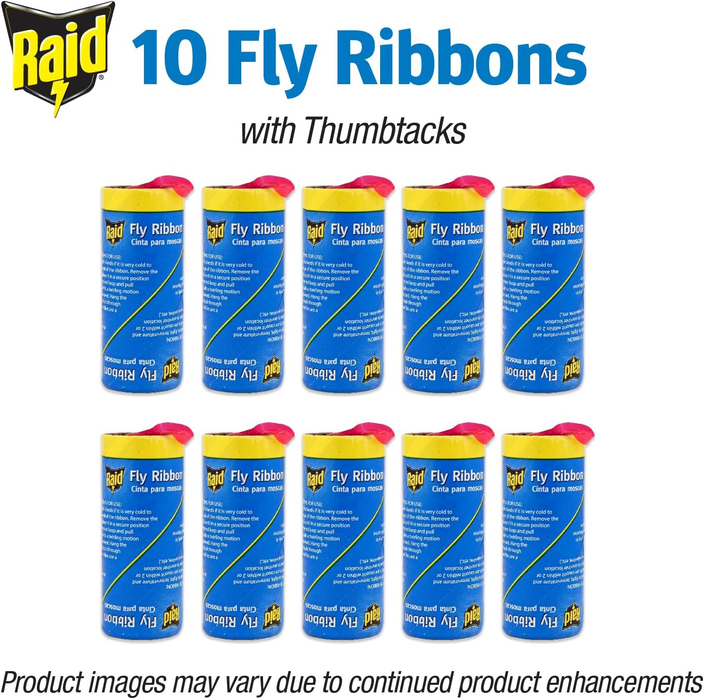 Raid Fly Ribbon, Traps Flies, Gnats, Moths and other flying insects - 10 CountRaid072477986019Fly Ribbon TrapFly Ribbon Trap