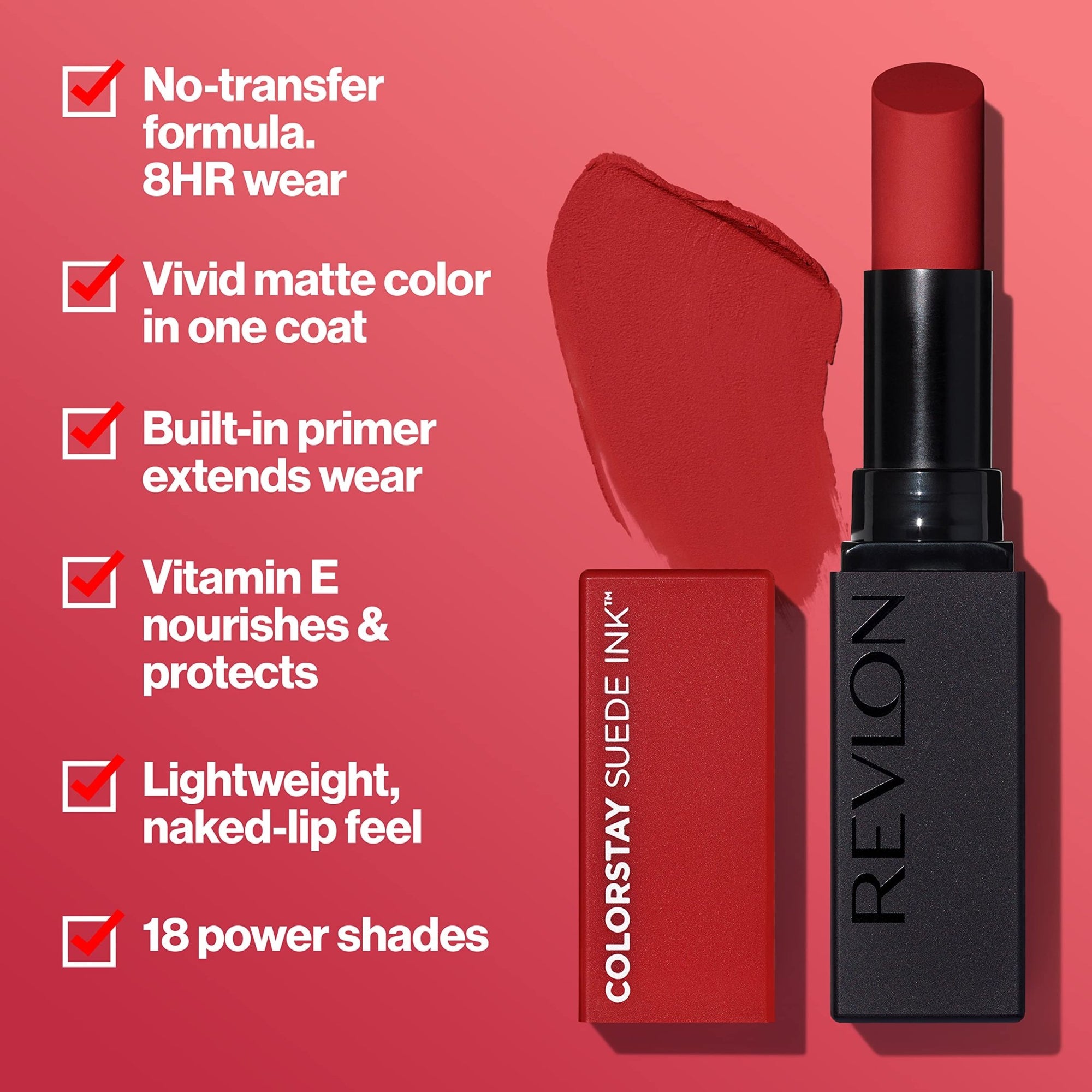 Revlon ColorStay Suede Ink Lipstick, Built - in Primer, Infused with Vitamin E, Waterproof, Smudgeproof, Matte ColourRevlon309970187064LipstickLipstick