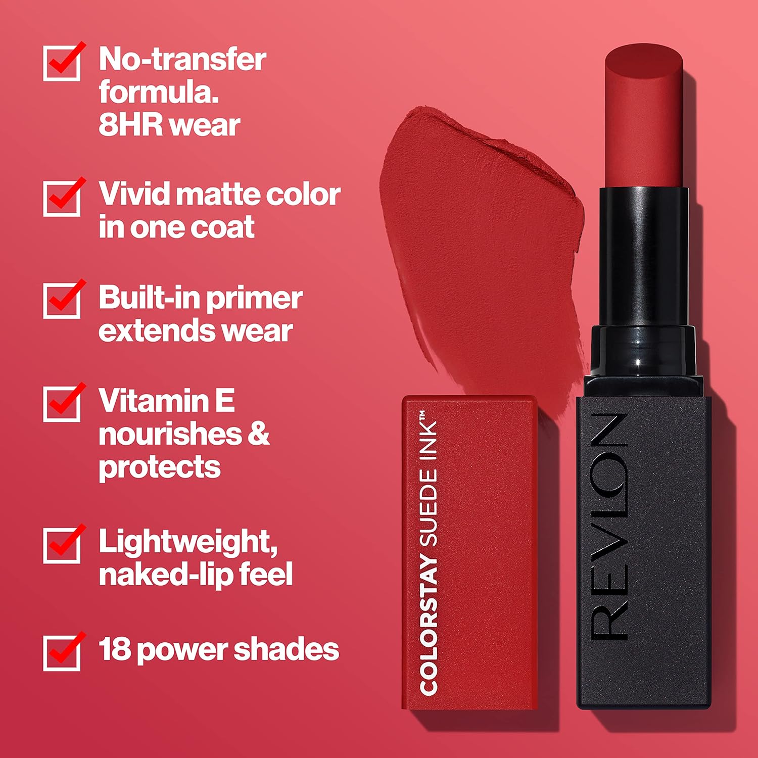 Revlon ColorStay Suede Ink Lipstick, Built - in Primer, Infused with Vitamin E, Waterproof, Smudgeproof, Matte ColourRevlon309970187064LipstickLipstick