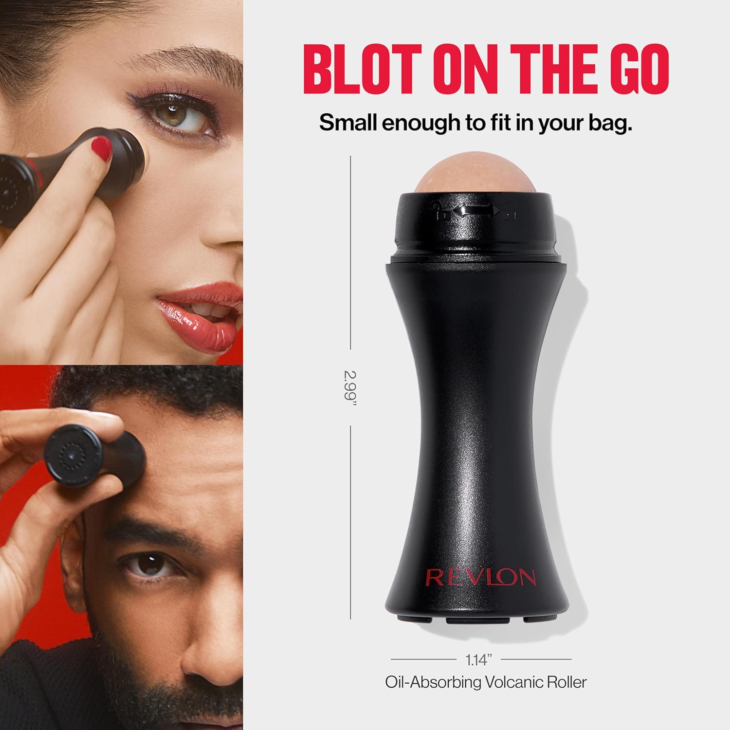 Revlon Oil Absorbing Volcanic Stone on the go Face Roller, Oily Skin Control For Face Makeup, Volcanic Reusable Facial Skincare ToolRevlon309970075583Face RollerFace Roller