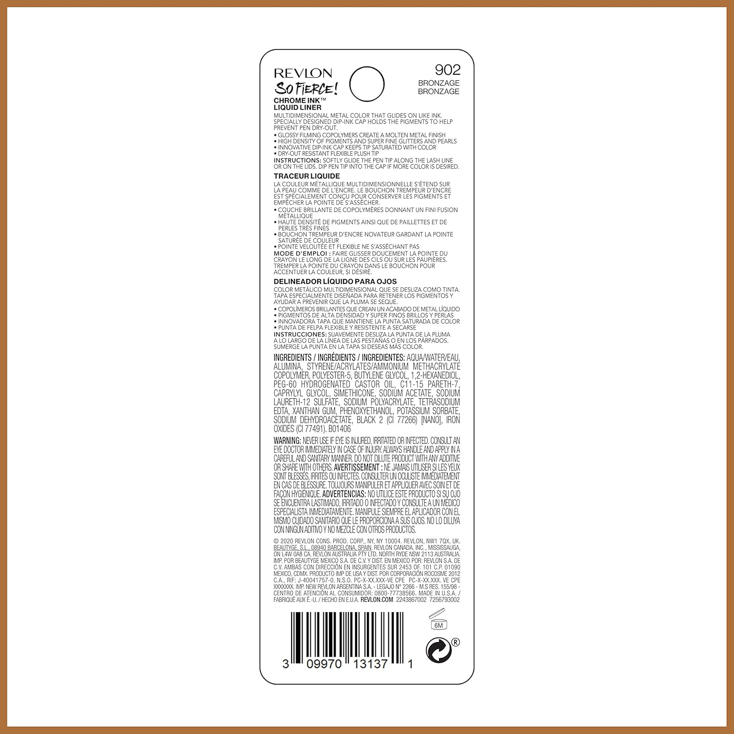 Revlon So Fierce Chrome Ink Liquid Eyeliner, Longlasting Bold Metallic Pen Liner with Dip Ink Cap for Pearl, Shimmer BlendRevlon309970131395EyelinerEyeliner