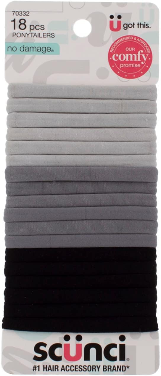 Scunci Comfortable Elastics for All Day Medium Hold Black Hosiery Hair Tie - No Damage®Scunci043194703326Hair TieHair Tie