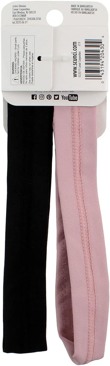 Scunci Everyday and Active No - Slip Grip Ultra Comfy Headwraps, 2 CountScunci043194204304HeadbandsHeadbands