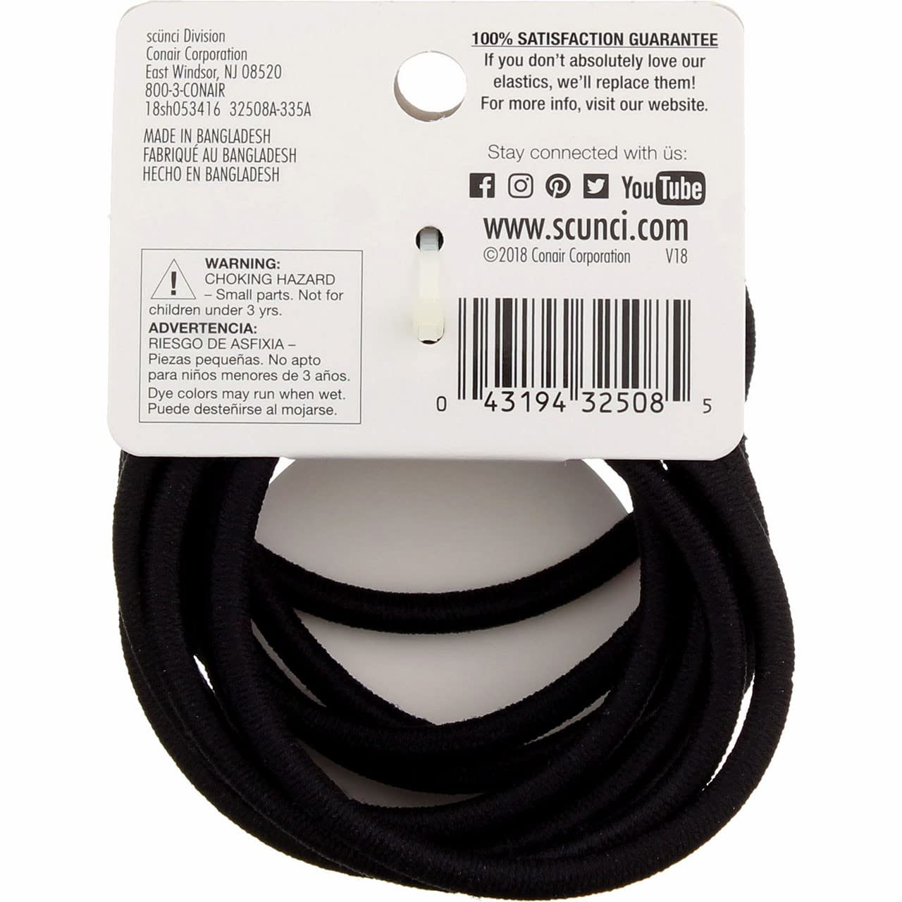 Scunci Extra Thick Hair Elastics, No Damage® - Black, 10 pcsScunci043194325085Hair TieHair Tie