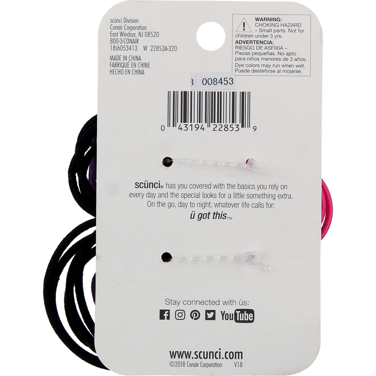 Scunci No Damage Elastic Ponytail Hair Tie - 80 pcs, MulticolorScunci043194228539Hair TieHair Tie