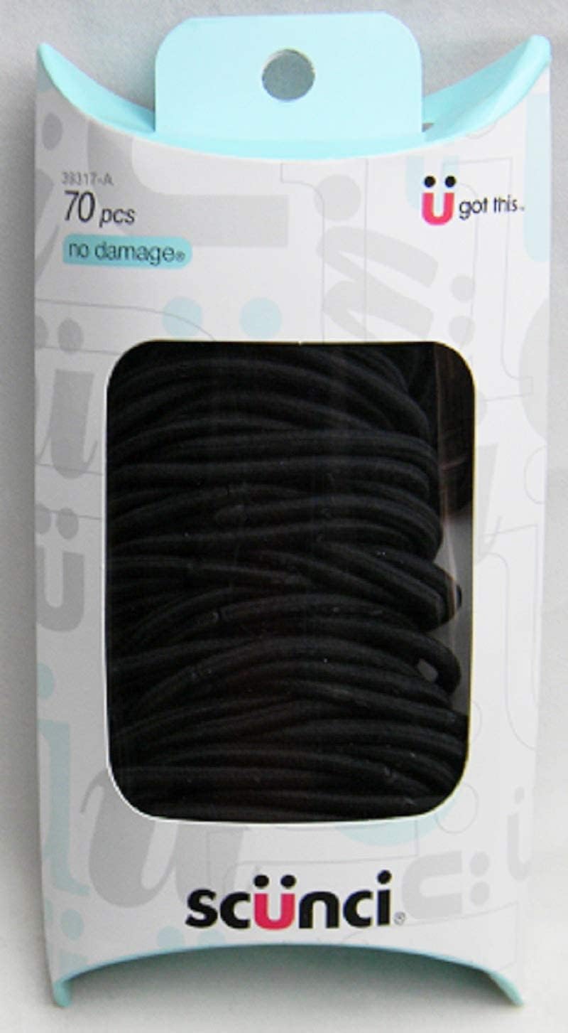 Scunci No Slip No Damage Elastics Hair Tie - Black, 4MM - 70 CountScunci043194393176Hair TieHair Tie