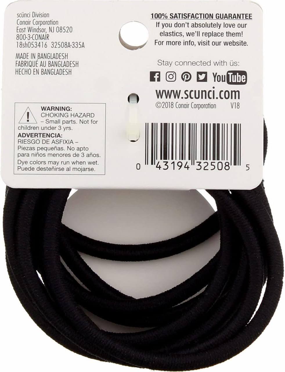 Scunci Thick Hair Elastics No Damage Hair Tie, 10 pcs - BlackScunci043194325085Hair TieHair Tie