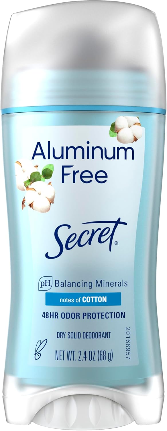 Secret Aluminum Free Deodorant for Women, PH Balancing Minerals, 48hr Odor Protection - Cotton Scent, 68 gSecret037000801009Deodorants and AntiperspirantsDeodorants and Antiperspirants
