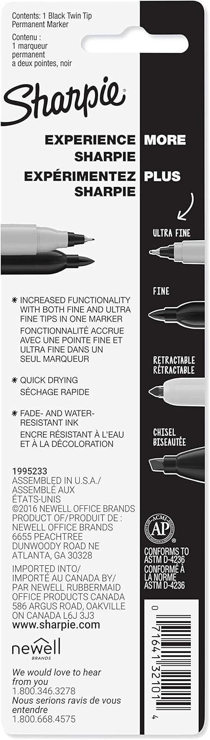 Sharpie Two Tips Fine and Ultra Fine Point All Surface Permanent Markers - Black, 1 ctSharpie999994024751Permanent MarkerPermanent Marker