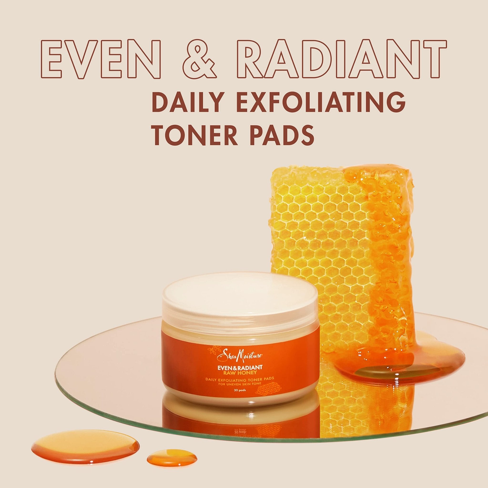 Shea Moisture Even and Radiant Raw Honey Daily Exfoliating Toner Pads For Uneven Skin Tone and Dark Spots - 30 padsShea Moisture764302019824Toner PadsToner Pads
