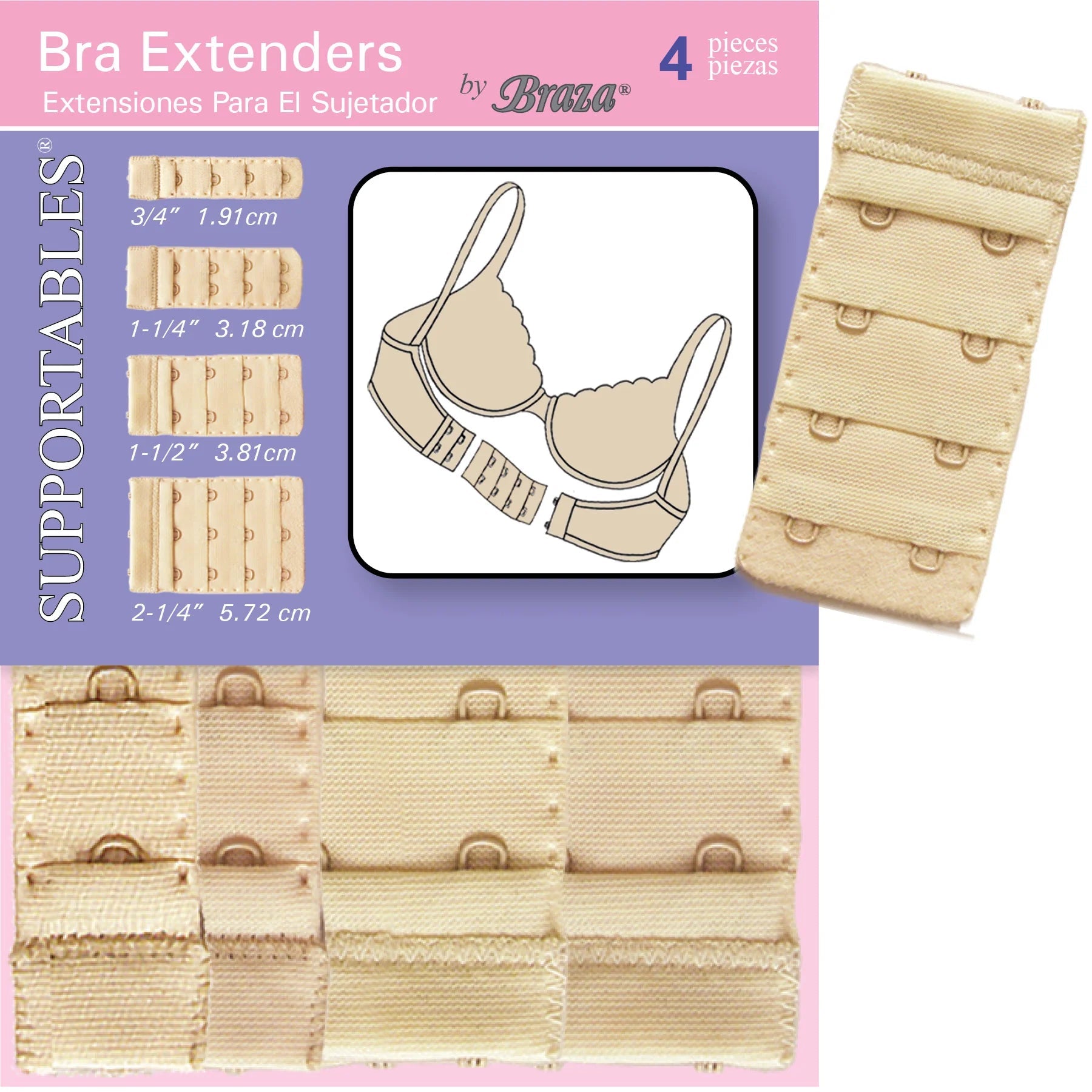Supportables Bra Band Extenders - Beige, 4 CtBraza SupportablesB0BX6MVFHHBra AccessoriesBra Accessories