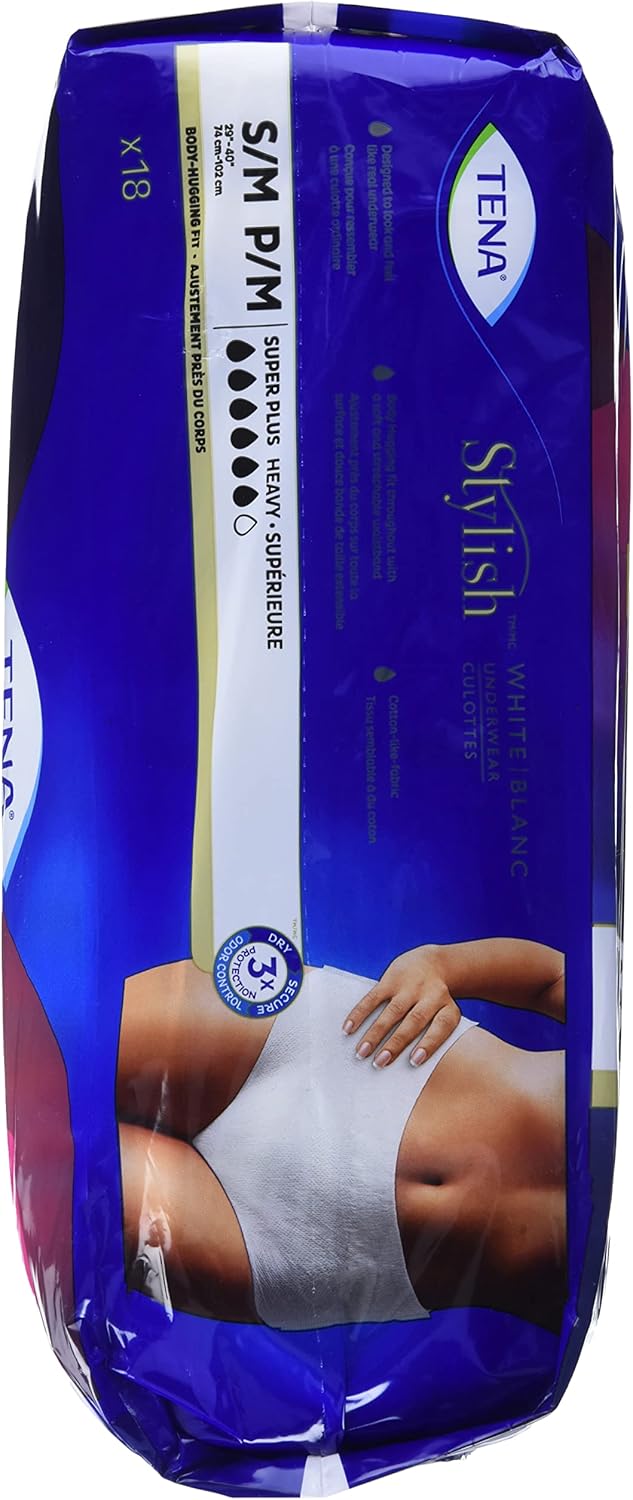 TENA Stylish White Incontinence Underwear for Women - Super Plus Heavy, Large, 16 CountTENA768702549004Incontinence UnderwearIncontinence Underwear