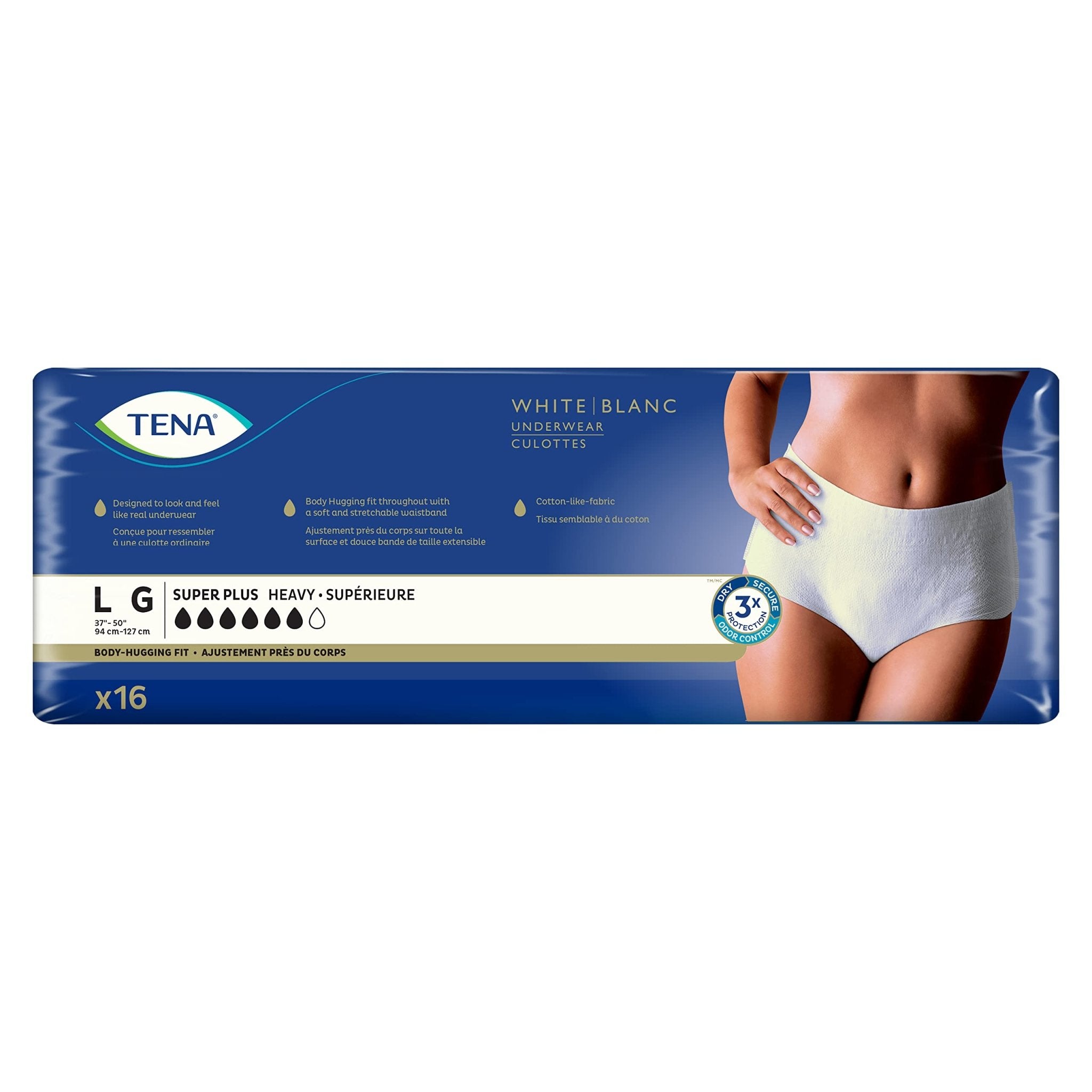 TENA Stylish White Incontinence Underwear for Women - Super Plus Heavy, Large, 16 CountTENA768702549004Incontinence UnderwearIncontinence Underwear