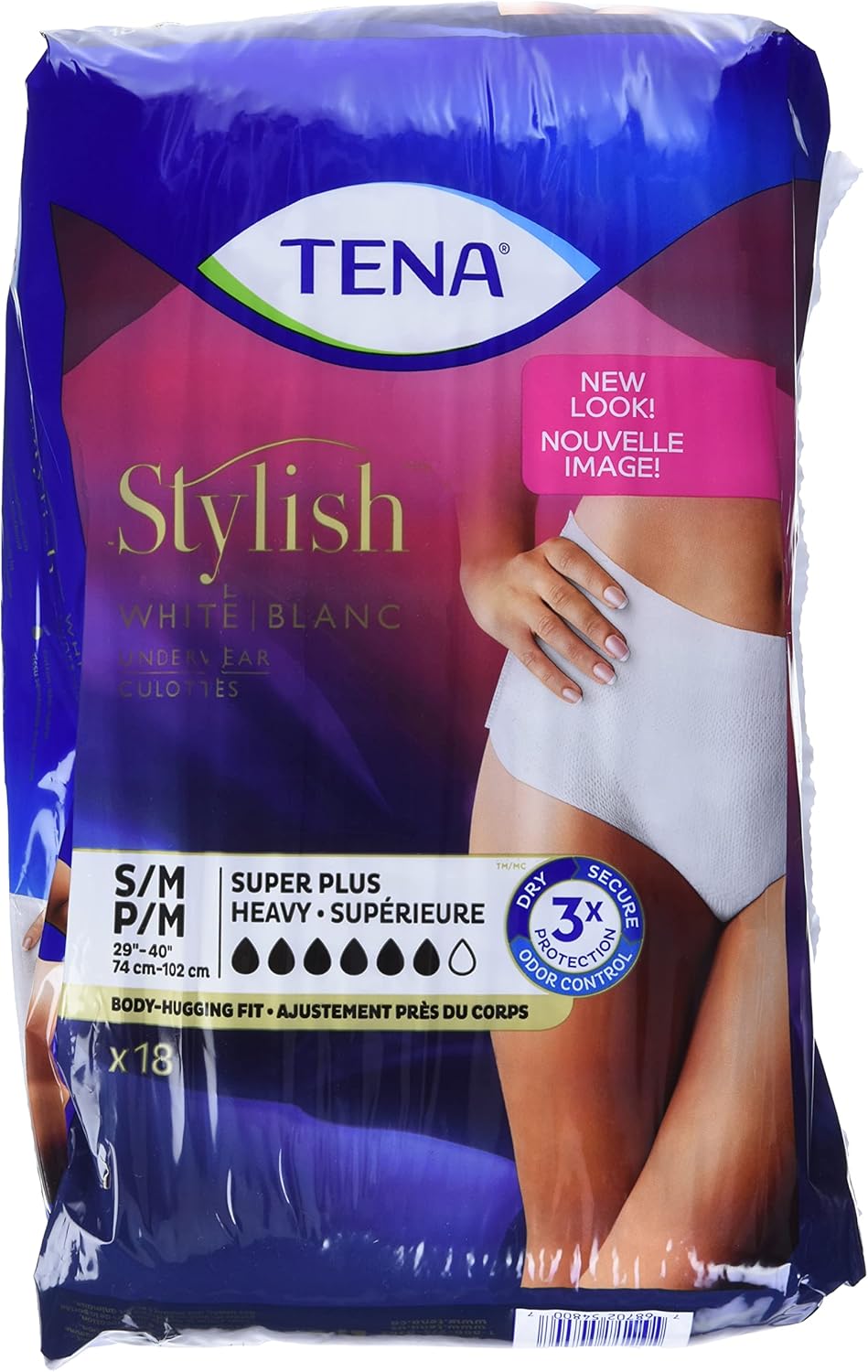 TENA Stylish White Incontinence Underwear for Women - Super Plus Heavy, Large, 16 CountTENA768702549004Incontinence UnderwearIncontinence Underwear