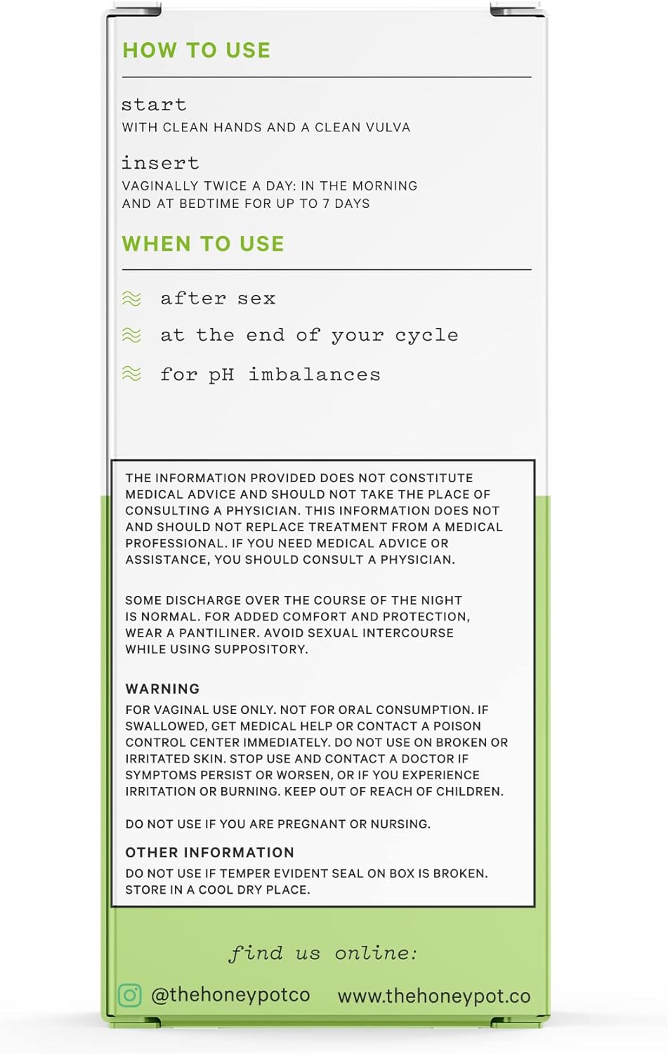 The Honey Pot Company Plant Derived Feminine Care Suppositories - 14ctThe Honey Pot Company851669008582Feminine CareFeminine Care