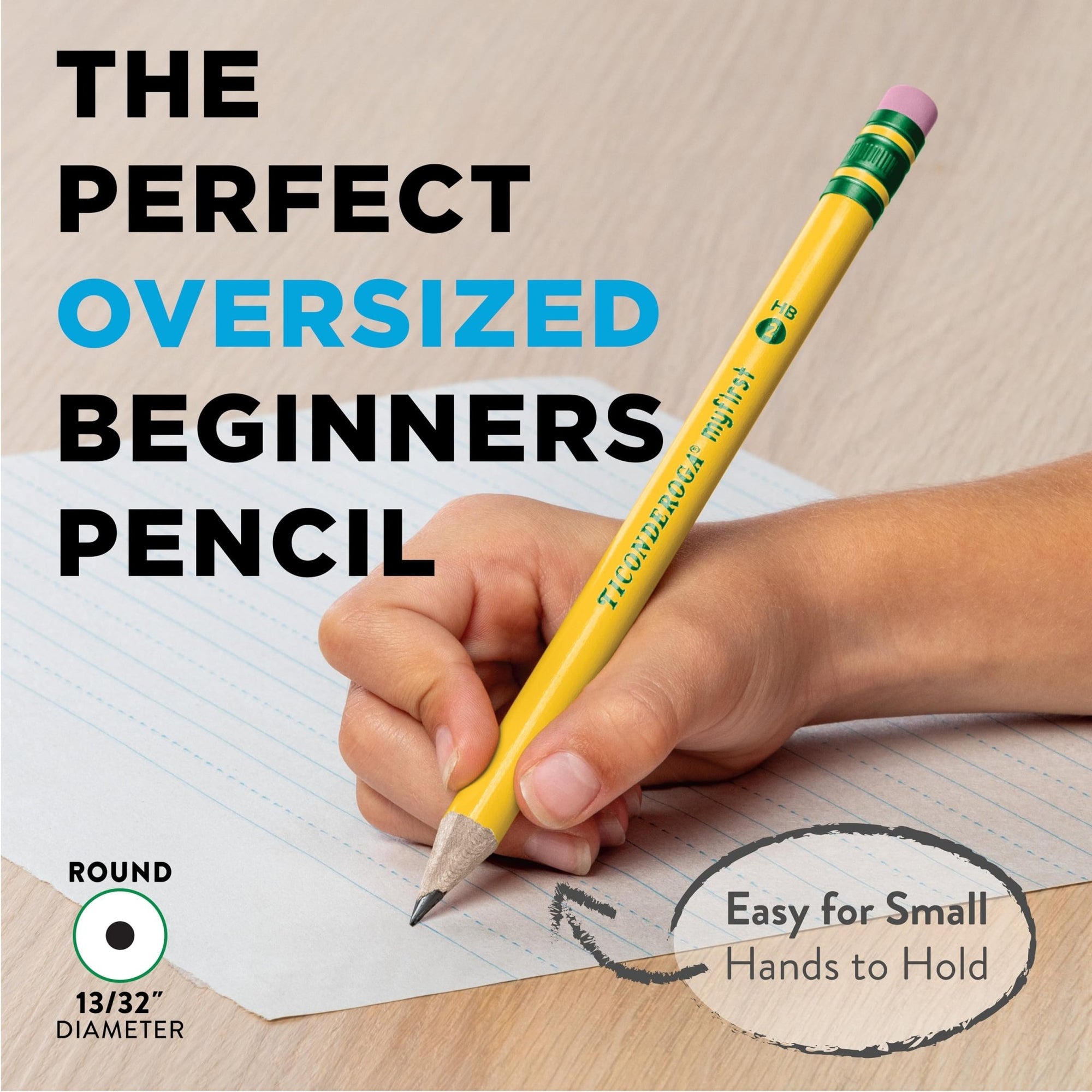 TICONDEROGA My First Pencils, Rounded Wood - Cased 2 HB Soft, Pre - Sharpened with Eraser, Yellow, 2 - PackTICONDEROGA300715237945Wooden PencilsWooden Pencils