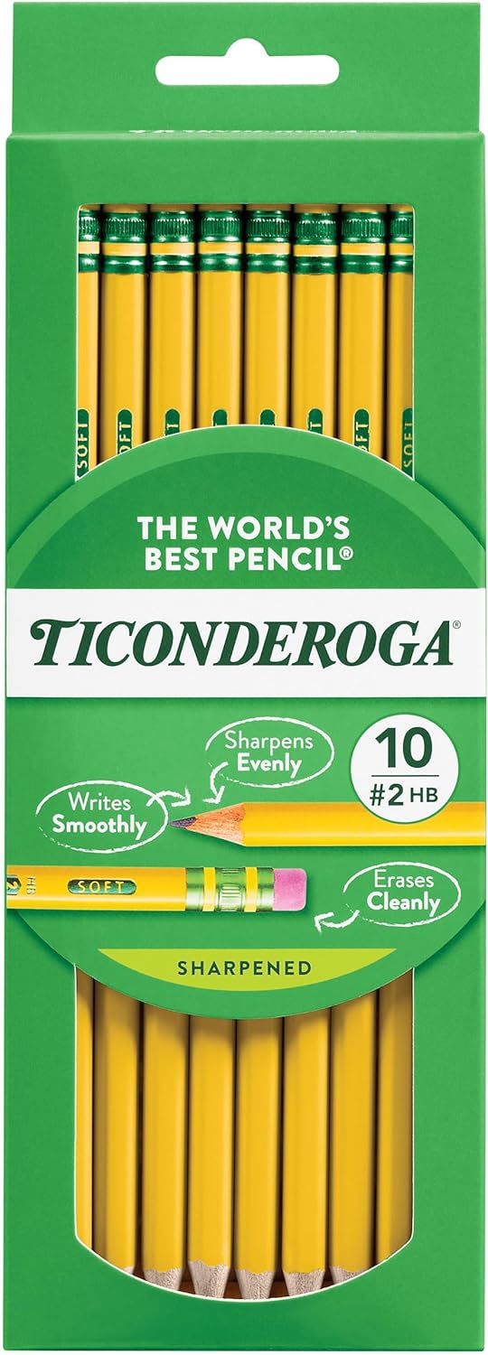 Ticonderoga Wood - Cased Pencils, Pre - Sharpened, 2 HB Soft, Yellow, 10 CountTICONDEROGA696721072992Wooden PencilsWooden Pencils