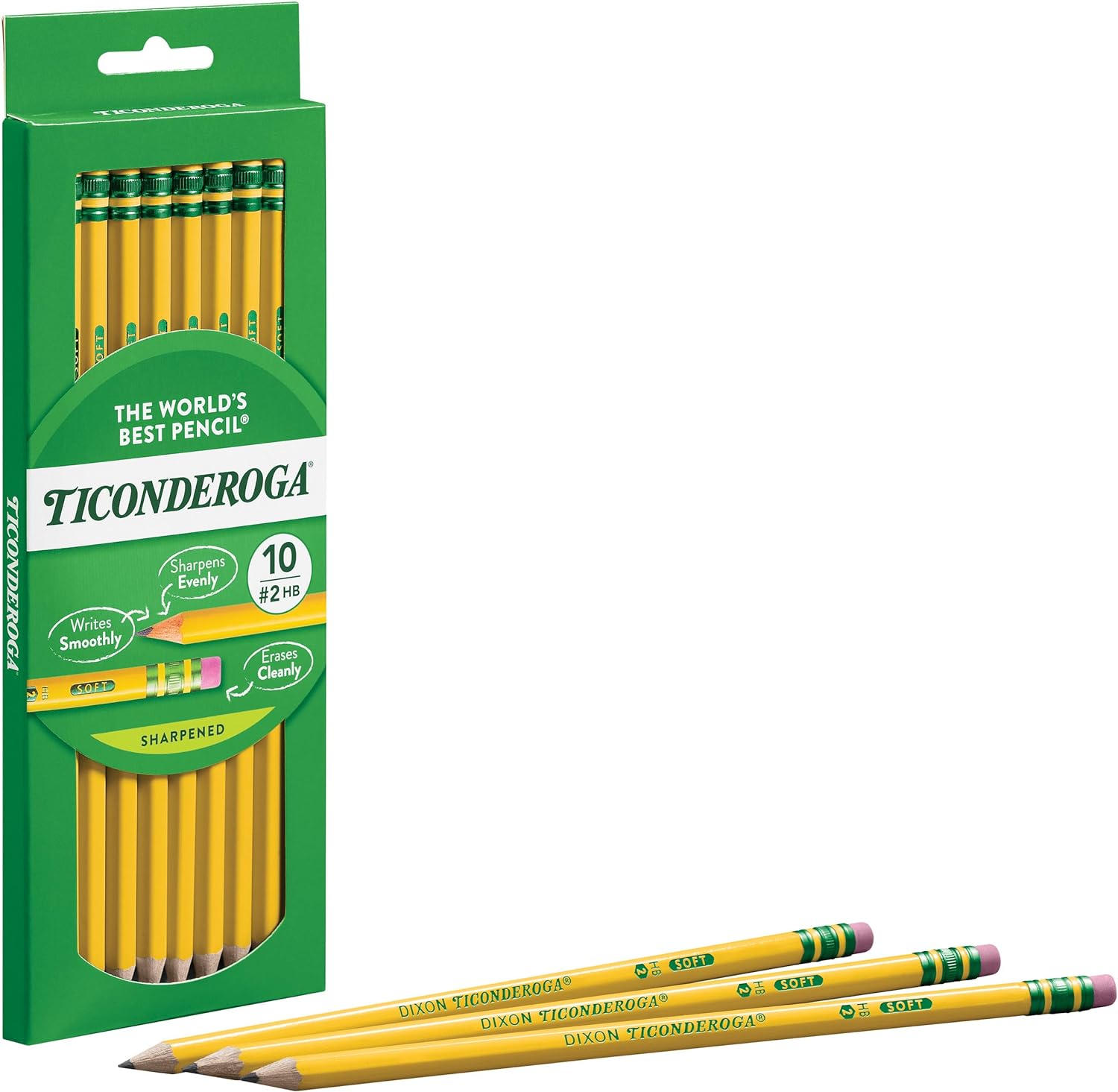 Ticonderoga Wood - Cased Pencils, Pre - Sharpened, 2 HB Soft, Yellow, 10 CountTICONDEROGA696721072992Wooden PencilsWooden Pencils