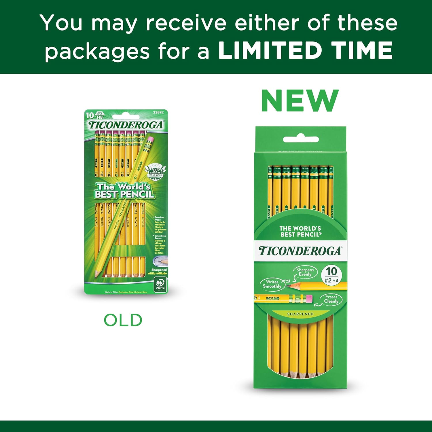 Ticonderoga Wood - Cased Pencils, Pre - Sharpened, 2 HB Soft, Yellow, 10 CountTICONDEROGA696721072992Wooden PencilsWooden Pencils