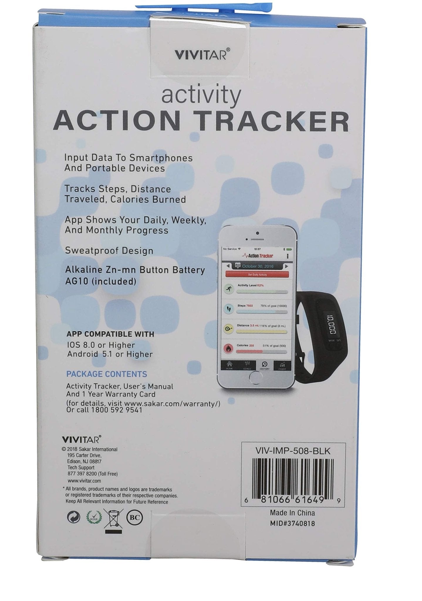 Vivitar Activity Action Tracker - BlackVivitar681066616499Activity TrackersActivity Trackers