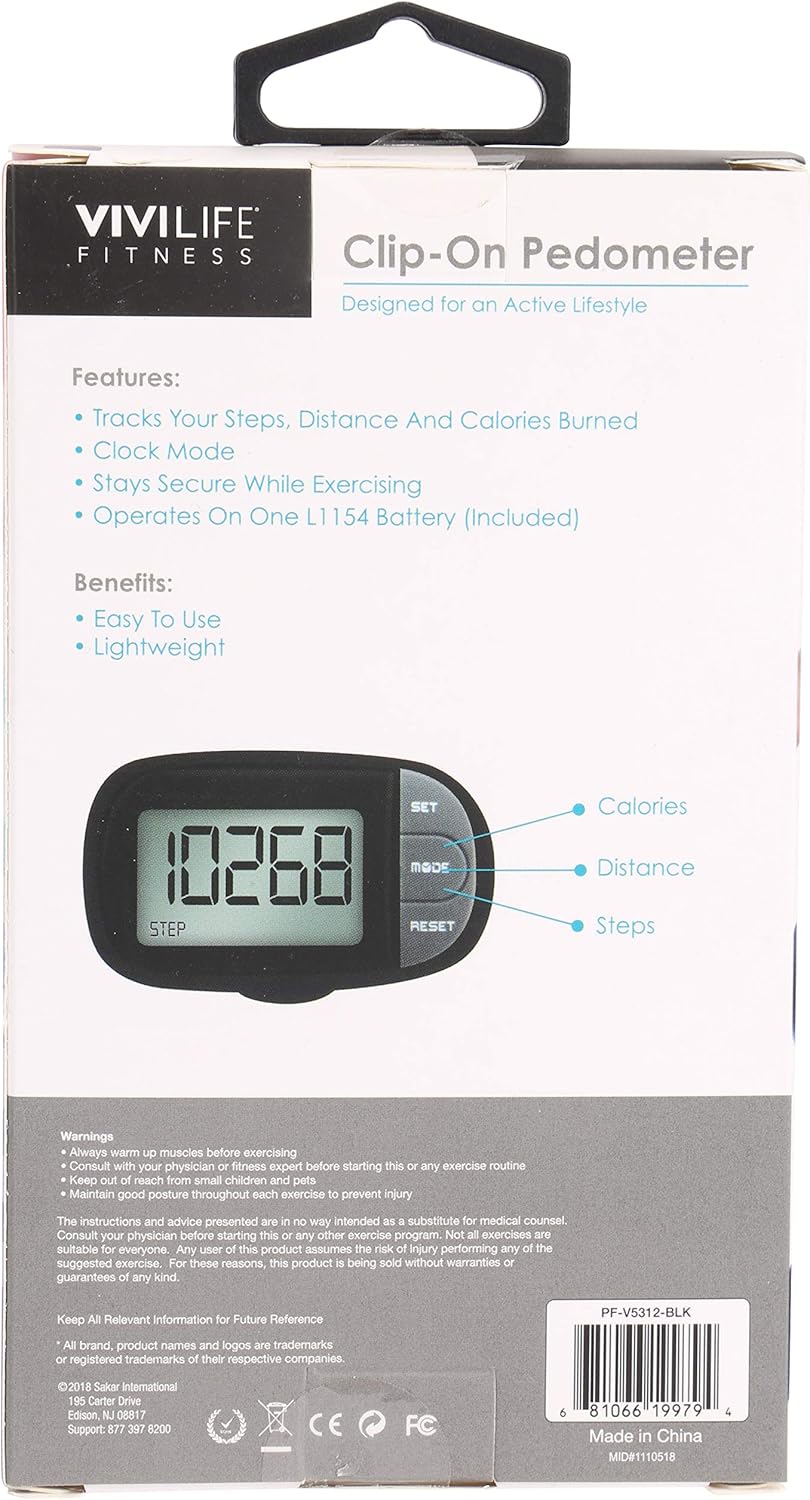 Vivitar Vivilife Fitness Clip - On Pedometer - BlackVivitar681066199794PedometersPedometers