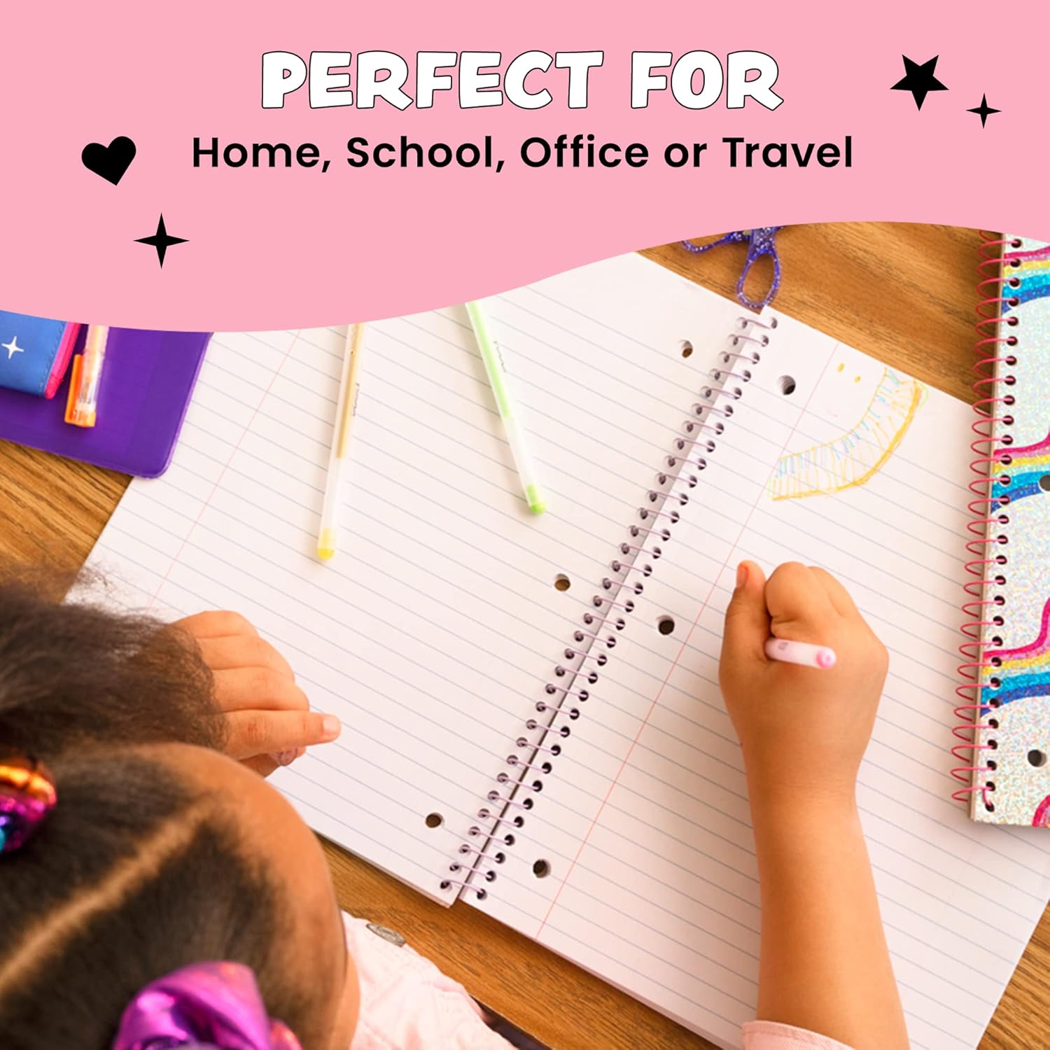 Yoobi College Ruled 8 x 10.5” Spiral Notebook - Pink Lip, 100 pagesYoobi8438051006511Spiral NotebooksSpiral Notebooks