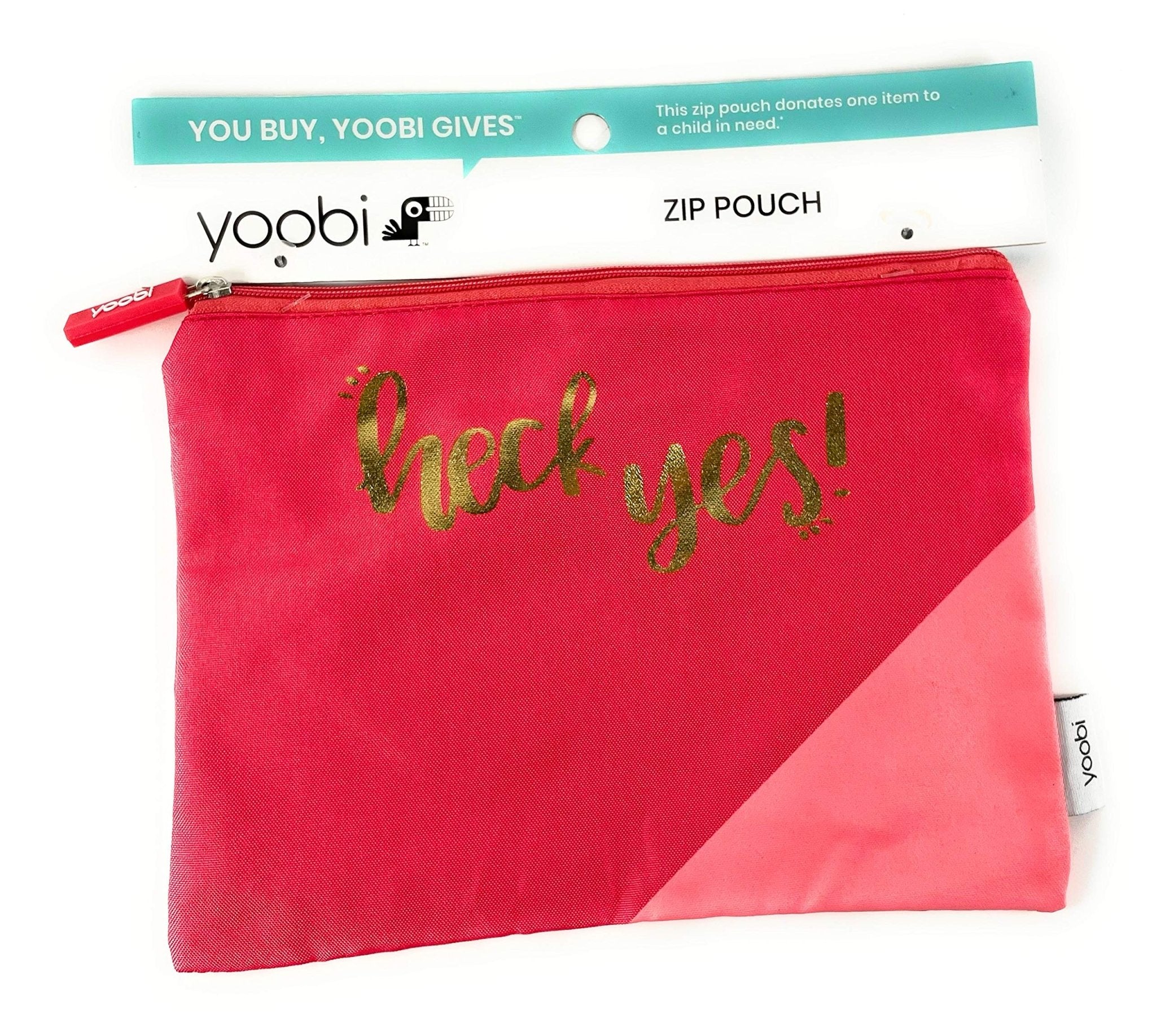 Yoobi Heck Yes! Zipper Pouch - Coral Pink (9" x 6")Yoobi815766025736Pencil PouchPencil Pouch