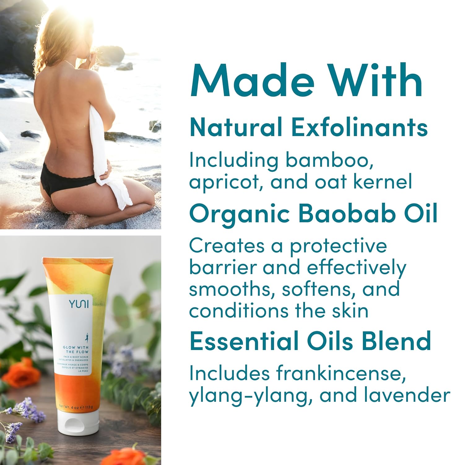 YUNI Glow with the Flow, Refining Face and Body Scrub - 113 gYUNI856349007244SCRUBSSCRUBS