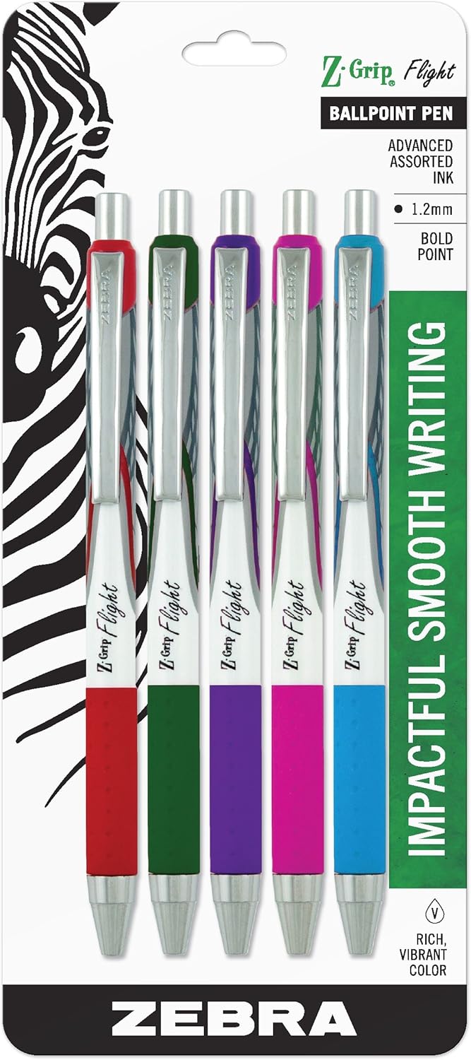 Zebra Z - Grip Flight Retractable Ballpoint Pen, Bold Point, 1.2mm - 5 ctZebra799916383092PenPen