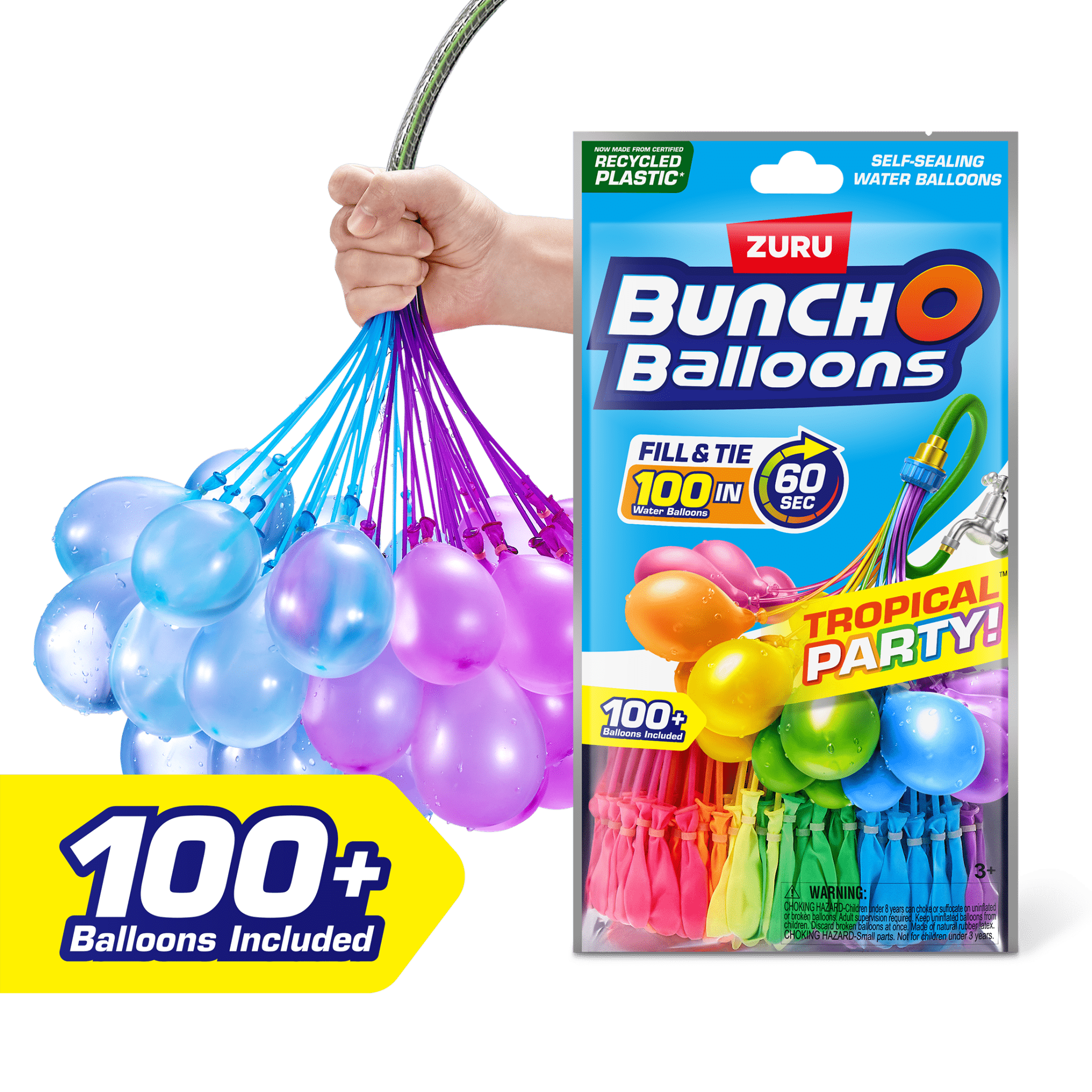 Zuru BunchO Baloons, Fill and Tie Self Sealing Water Baloons - 100 pcsZuru845218010744Water BaloonsWater Baloons